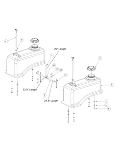 Fuel Tank Assembly Diagram and Parts List for M60-KW 53AB5D8X750-25-HP Cub Cadet Lawn Tractor